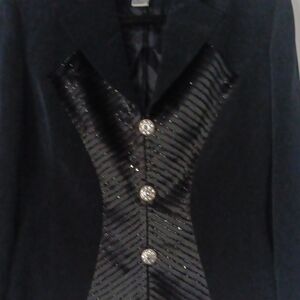 Sophisticated Black Women's Blazer with Crystal Accents